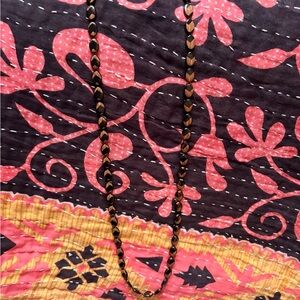 Vintage Boho Wood Resin Long Beaded Necklace 80s 90s